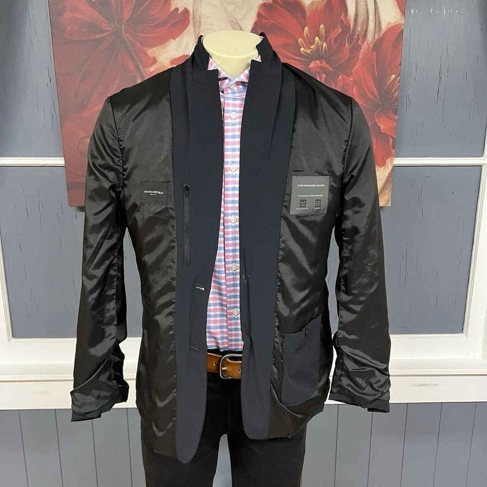 Banana Republic Travel Performance Blazer‎ Mens 38R Slim Fit Softshell Black